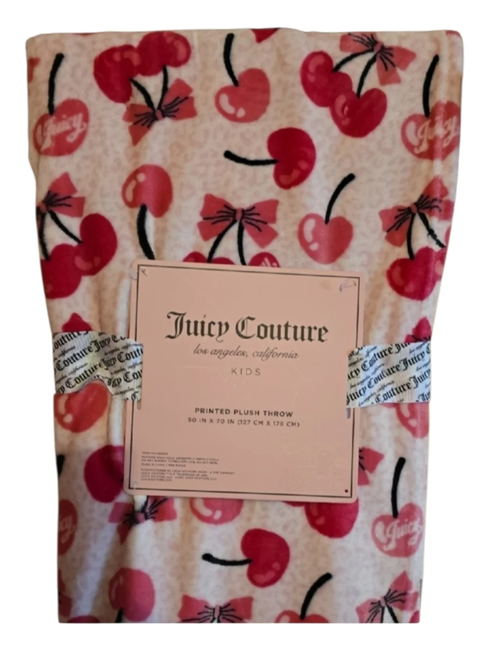 Juicy Couture Pink Cherry Plush Throw Blanket